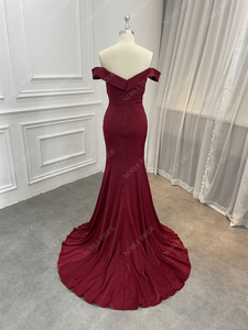 Ragazze sirena con spalle scoperte vino rosso Crepe <span class=keywords><strong>abiti</strong></span> da <span class=keywords><strong>damigella</strong></span> d'onore da <span class=keywords><strong>sposa</strong></span> personalizzati - Product Image 5