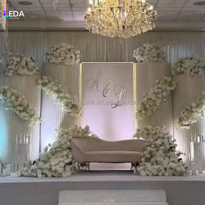 LEDA Large Wedding Hall Acrylic Backdrop Panel Cylinder <b>White</b> PVC Backdrop Arch with <b>Warm</b> <b>Light</b> Strip - Product Image 1