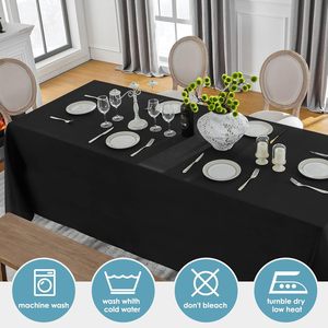 Custom Print logo <b>Rectangle</b> Black Polyester <b>Tablecloths</b> Party Banquet Wedding Stretch Spandex 6ft Table Cover Table Cloths - Product Image 4