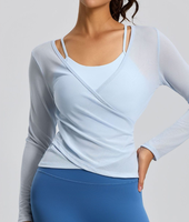 Cardigan de yoga pour femme - Ensemble 2 pièces léger et transparent en maille respirante infroissable Spandex/Polyester à devant ouvert