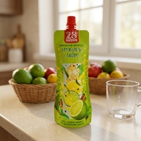 Pochettes à boisson avec bouchon à vis de qualité alimentaire, légères et bloquant la lumière et l'oxygène pour une conservation optimale, logo et taille personnalisés