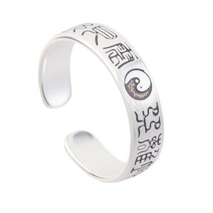 Retro Five Elements Tai Chi <b>Ring</b> for <b>Men</b> Thai <b>Silver</b> Bagua Index Finger <b>Ring</b> Chinese Auspicious Saying Taiji Finger Band for <b>Men</b> - Product Image 2