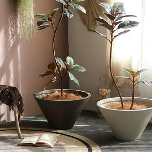 <span class=keywords><strong>Maceta</strong></span> de cemento en forma de cuenco redondo simple con combinación de <span class=keywords><strong>barro</strong></span> de magnesio de gran diámetro Diseño de paisaje Estilo Nórdico - Product Image 1