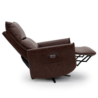 Geeksofa Chaise inclinable électrique en cuir moderne Télécommande Tissu microfibre Cadre en bois extensible Caractéristique Base en étoile