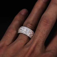Bague en Diamant Moissanite VVS Scintillante, Coupe Ronde, en Argent 925, Bijoux Hip-Hop, pour Fiançailles et Mariage, Vente en Gros