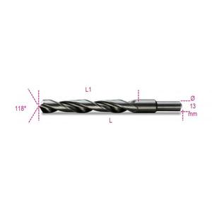 Brocas helicoidales cilíndricas cortas BETA - 004100293 en acero bruñido HSS con vástago reducido de 13mm (multipaquete) BROCAS - Product Image 1