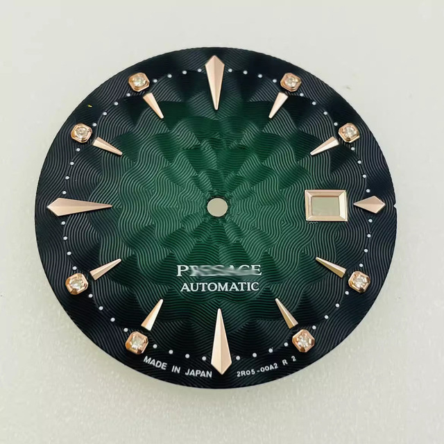 35mm S Logo Stainless Steel Watch Dial for NH35/NH36 Automatic Movement Watches Single Calendar Display No Luminous Faces