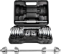 Ensemble d'haltères réglables 2-en-1 de 20 kg et 50 kg en acier chromé pour la musculation à domicile avec étui de transport