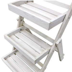 Estante para Plantas <span class=keywords><strong>de</strong></span> Madera Blanca Estilo Shabby Chic con Tablero <span class=keywords><strong>de</strong></span> Tiza y Diseño <span class=keywords><strong>de</strong></span> Flores, Durabilidad Duradera - Product Image 5