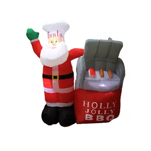 Hot Sale Christmas Party Inflatable Model Santa Hello Happy BBQ Inflatable Model With LED Lights