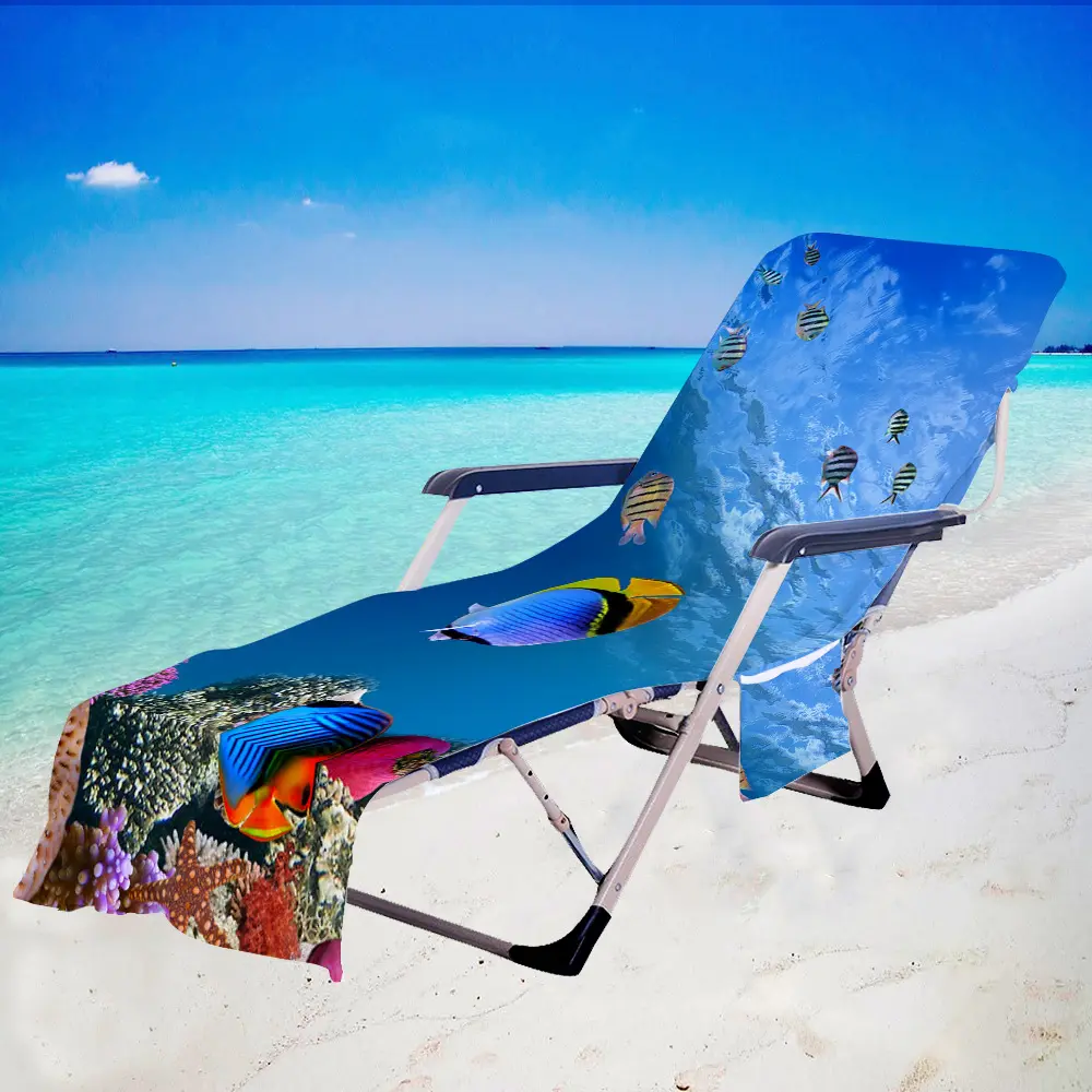 כיסוי כיסא חוף מיקרופייבר עם כיסי צד כיסא נוח ומהיר ייבוש כיסא מגבת חוף