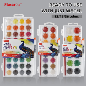 Ensemble de peintures à l'eau Macaron de 12/16/36 couleurs, peintures pigmentées pour papier et toile, pour étudiants - Product Image 1