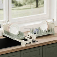 WIREKING Égouttoir à vaisselle multifonction en plastique pour évier, petit organisateur de cuisine avec porte-couverts, couleur personnalisable
