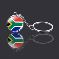 Porte-clés Afrique Double Face National Drapeau Pays Africain Souvenir Promotion Cadeau Cristal Verre Cabochon Pendentif Porte-clés