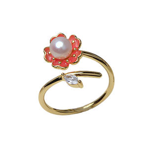 Anillo de Plata S925 con Diseño de Flor Pequeña y Gota de Pegamento, Accesorios de Joyería DIY para Mujer, Soporte Hueco para Perlas de 4-5 mm, Cristal Natural Suelto - Product Image 5