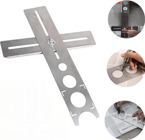 Multi-Functional Stainless Steel Ceramic Tile Hole Locator Ruler Adjustable Punching Hand <b>Tool</b> for <b>House</b> Decorated Work - Product Image 5