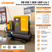 Compresseur d'air à vis 4-en-1 7,5 kW 10 CV 15 kW 20 CV 10 bars 32 CFM 74 CFM 220 V/1 ph/60 Hz avec sécheur de réservoir pour machine de sablage à glace sèche