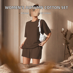 Women Cotton Pajama <b>Set</b> Printed <b>Two</b> <b>Piece</b> Sleepwear and Shorts <b>Lounge</b> Outfit Wholesale Rate OEM Custom Design Breathable - Product Image 2