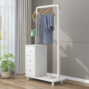 Modern Chinese Style Solid Wood Coat Rack Minimalist Design Freestanding <b>Drawer</b> Storage Home Use - Product Image 4