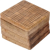Ensemble de 6 sous-verres en bois de manguier naturel - Sous-verres rectangulaires modernes et durables avec couleur personnalisée pour la décoration de la maison, de la cuisine, du bar et de la salle à manger