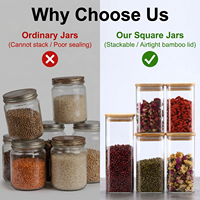 Ensemble de récipient de stockage de garde-manger en verre pour nouilles Spaghetti pâtes récipient de stockage avec couvercle grand clair hermétique alimentaire