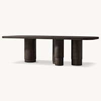 Table à manger en bois forgée à la main au design moderne et luxueux avec supports cylindriques pour la maison, le salon, le bureau, l'appartement, l'hôtel