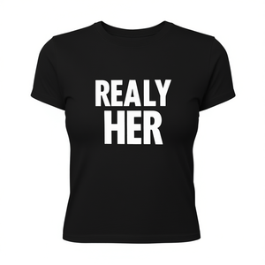 Camiseta Corta de Moda para Mujer Realy Her, Cuello Redondo, Corte Ajustado, Estampada, Estilo Y2K, Tejido de Spandex y Poliéster, para Todas las Temporadas - Product Image 1