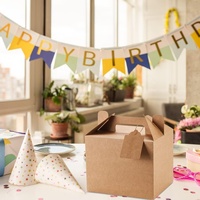 Anniversaire Cupcake Donut Biscuit macarons nourriture dessert Portable marron matériau naturel carton gros pliant boîtes dures