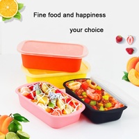 Boîte alimentaire micro-ondable et réutilisable, 500 ml, 750 ml, 1000 ml, colorée, carrée, en plastique, préparation de repas, 10 pièces