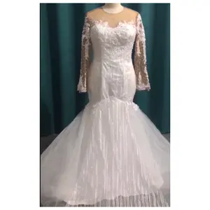 Abito da sposa a sirena in pizzo a maniche lunghe di lusso abito da sposa Illusion Vestido De Noiva abito da sposa con buco della serratura unico per la sposa