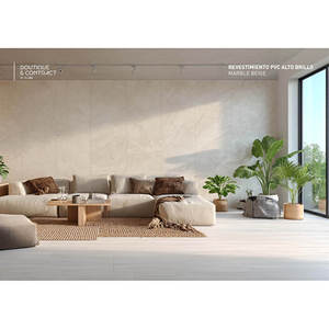 Revestimiento de pared de PVC de alto brillo 2600 x 540 mm, color beige mármol, para baño y cocina - Product Image 3