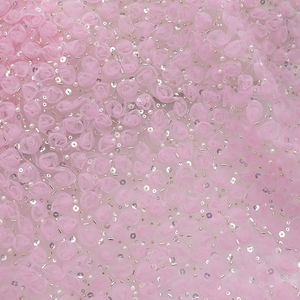 100% Polyester blanc 3D fleur maille paillettes broderie robe tissu tricoté Technique <span class=keywords><strong>Dobby</strong></span> pour mariage chapeaux sacs à dos jupes - Product Image 5