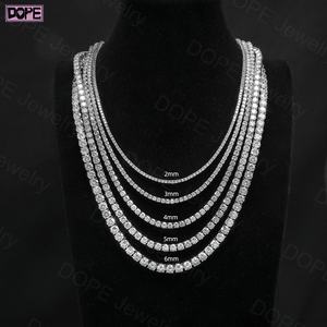 USA Warehouse 3mm 4mm Moissanite <span class=keywords><strong>Tennis</strong></span> Chain Necklace 925 Silver Jewelry Hip Hop VVS Moissanite Chain - Product Image 5