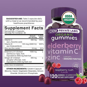 Suplemento dietético natural personalizado con logotipo <span class=keywords><strong>OEM</strong></span> ODM, caramelos de gomitas de vitamina C Elderberyy con zinc, compatible con la función inmune - Product Image 2