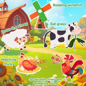 Tavola delle Attività Montessori 20 in 1, <span class=keywords><strong>Libro</strong></span> Sensoriale in Feltro <span class=keywords><strong>per</strong></span> Bambini 1-3 Anni, Giocattoli Educativi <span class=keywords><strong>per</strong></span> <span class=keywords><strong>Ragazzi</strong></span> e Ragazze - Product Image 4