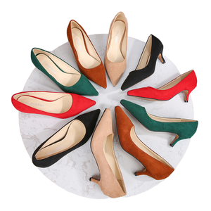 Women's Hard-Wearing <b>Suede</b> Pointed Toe Pumps Anti-Slippery Small <b>Heeled</b> Bridal Shoes for Spring Summer Autumn Winter Slip-On - Product Image 1
