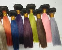Extensions de cheveux humains vierges brésiliens lisses Remy, en lots avec closure, couleurs rose et violet, longueurs de 10 à 40 pouces, avec dentelle