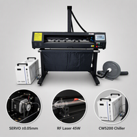 Máquina de Corte Láser RF Industrial Automática de 45W, 980mm ±0.05mm, Alta Precisión para Tela, Cuero, Prendas y Señalización