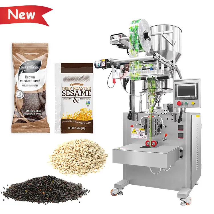Máquina automática de embalagem de sementes de gergelim em sachês, grânulos verticais pequenos de mostarda