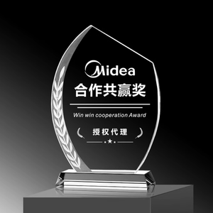 Trofeo in <span class=keywords><strong>Cristallo</strong></span> Personalizzato con Logo Inciso, Placca in Vetro Lucidato, Stampa UV, Stile Piramide, per Fiere - Product Image 1