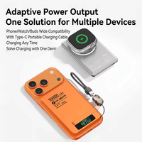 Batterie externe magnétique sans fil en alliage d'aluminium ultra-mince 10000 mAh avec cordon intégré, support de câble et écran TFT – Pack batterie portable