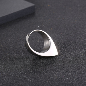 European American Style Irregular <b>Titanium</b> Steel <b>Ring</b> Water Drop Shape Geometric Design Men's Open <b>Ring</b> SA581 - Product Image 4