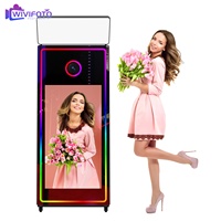 Équipement événementiel Photomirror : Support de toile de fond pour photomaton avec cadre métallique compatible SLR/appareil photo, impression instantanée