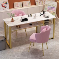 Tables à ongles de luxe au design moderne Ensemble de meubles de pédicure de salon avec dessus en marbre Table de manucure pour les ongles