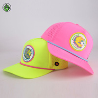 Casquettes de baseball et de golf personnalisées avec logo, en gros, néon, 5 panneaux, structurées, à visière plate, découpées au laser, anti-transpiration, avec cordon