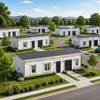 Maison modulaire à ossature en acier léger durable, prête à l'emploi, en kit, à un étage, préfabriquée pour le développement de complexes écologiques