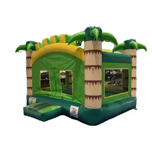 Commercial PVC Tropical Palm Tree Inflatable Water Slide 18FT Tall Inflatable Slides With Pool Or Party Business