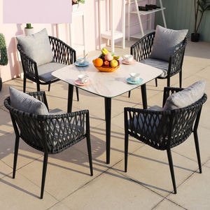 Juegos de Muebles de Jardín Negros de 4 Plazas Listos para Enviar, para Cafetería, Restaurante, <span class=keywords><strong>Bistro</strong></span>, Patio Exterior, Mesa Redonda y Cuadrada, Sillas, Muebles en Oferta - Product Image 5
