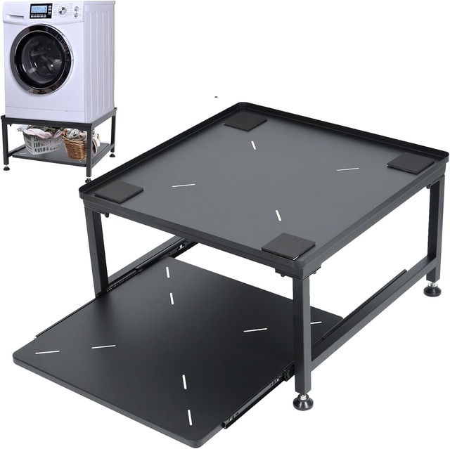 700LBS Load Washing Machine Stand Base Steel With Extendable Tray Washing Machine Metal Stand Furniture Laundry Pedestal
