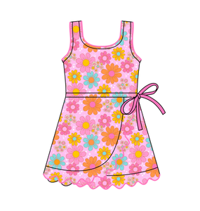 Ropa Deportiva Personalizada, Vestido con Volantes y Lazos de Flores para Niñas, Pantalones Cortos con Forro, Vestido de Yoga para Niñas, Ropa Infantil, Nuevos Estilos - Product Image 4